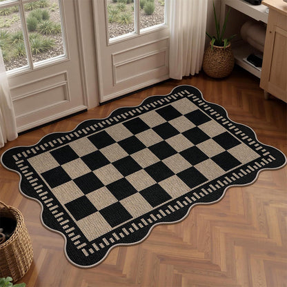 Vintage Low Pile Rug Non Slip Washable Mat for Living Room Bedroom-Style2