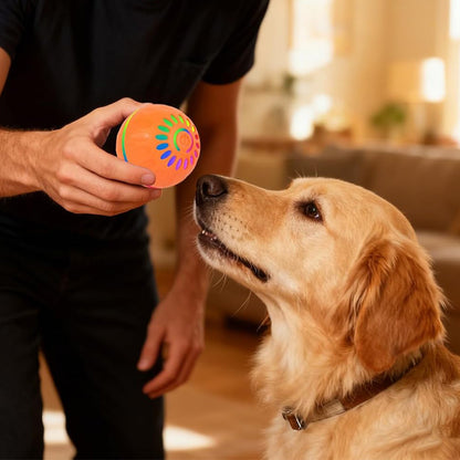 Interactive Dog Ball Toy Smart Moving Bouncing Dog Ball with LED Lights for Dogs Puppies-Orange