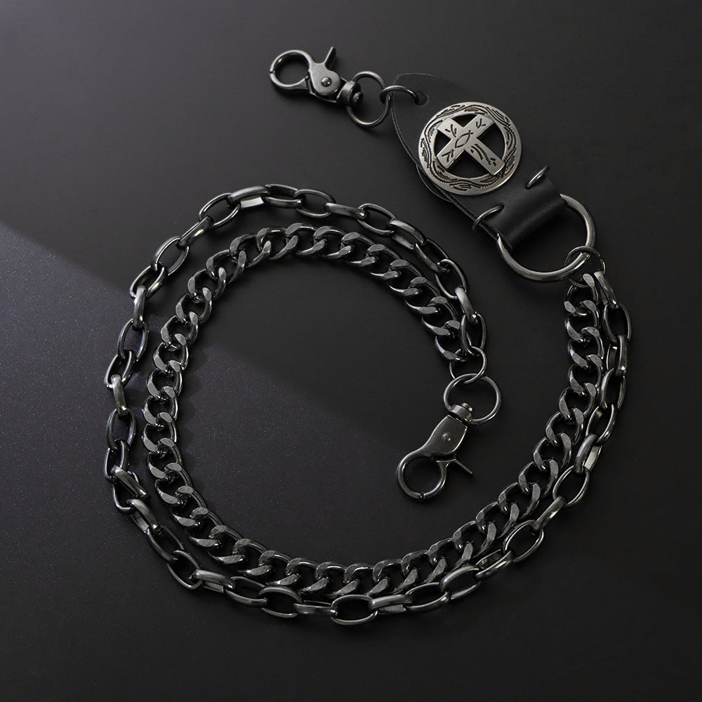 Punk Pant Chain Key Jean Wallet Chain - Double-layer Black