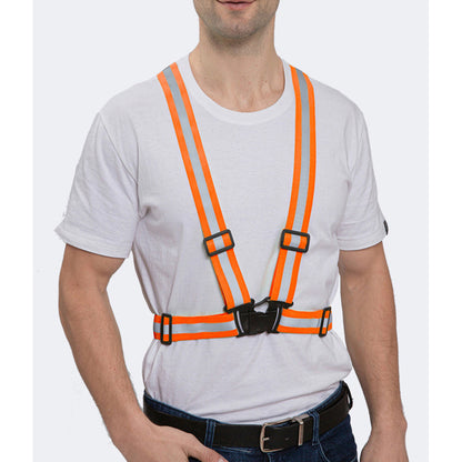 2Pcs Adjustable Reflective Vests and 4 Bands High-Visibility Elastic Gear for Night Running Cycling Orange