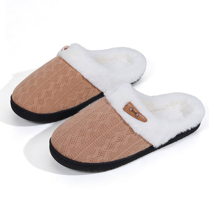 Indoor Non Slip Fuzzy Slippers-Khaki