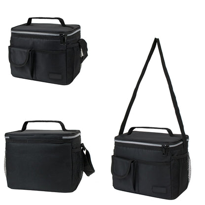 Insulated Lunch Bag Large Capacity with Shoulder Strap-Black