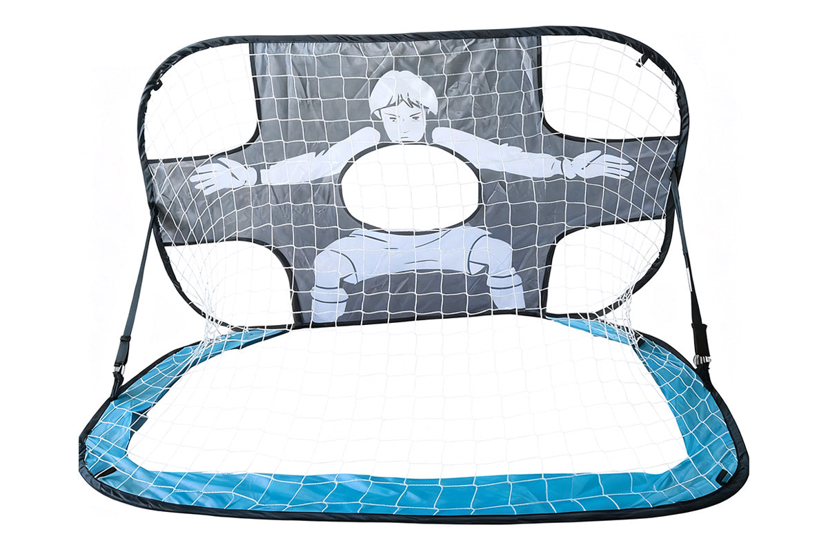 2-in-1 Portable Foldable Soccer Goal with Detachable Target-Blue
