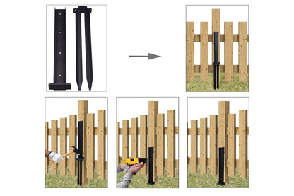 4Pcs H Design Fence Post Anchor Kit Fence Repair Stake