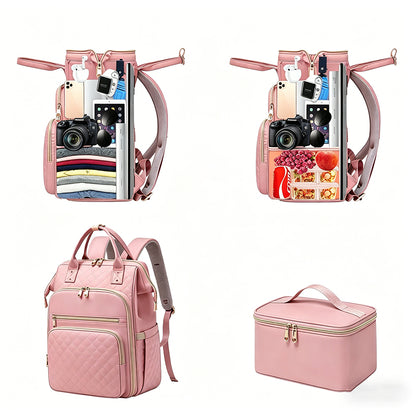 2-in-1 Lunch Backpack For Women Laptop Backpacks Travel Backpacks-Pink