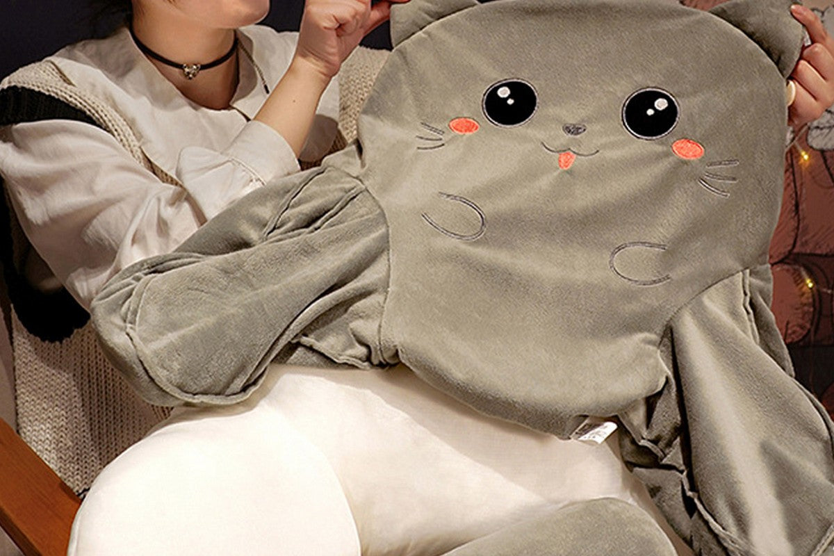 Backrest Reading Pillow Lumbar Support Chair Cushion Back Rest With Arms-Grey