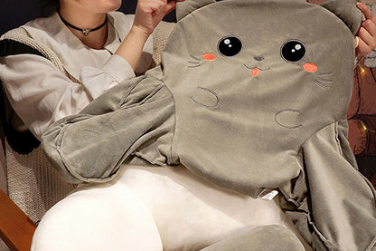 Backrest Reading Pillow Lumbar Support Chair Cushion Back Rest With Arms-Grey