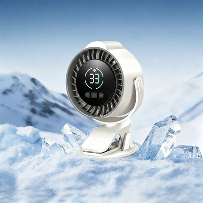 100 Level Digital Clip Fan 720 Degree Airflow Portable Car Fan - White