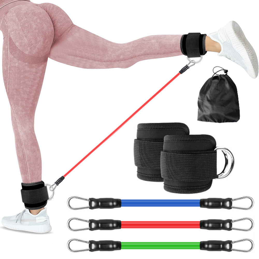 Resistance Bands Set for Legs & Glutes with Ankle Cuffs Home Gym Workout Black