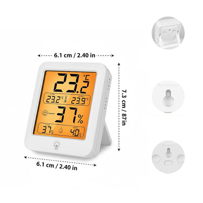 Digital Indoor Thermometer Hygrometer Large LCD Display with Touch Backlight