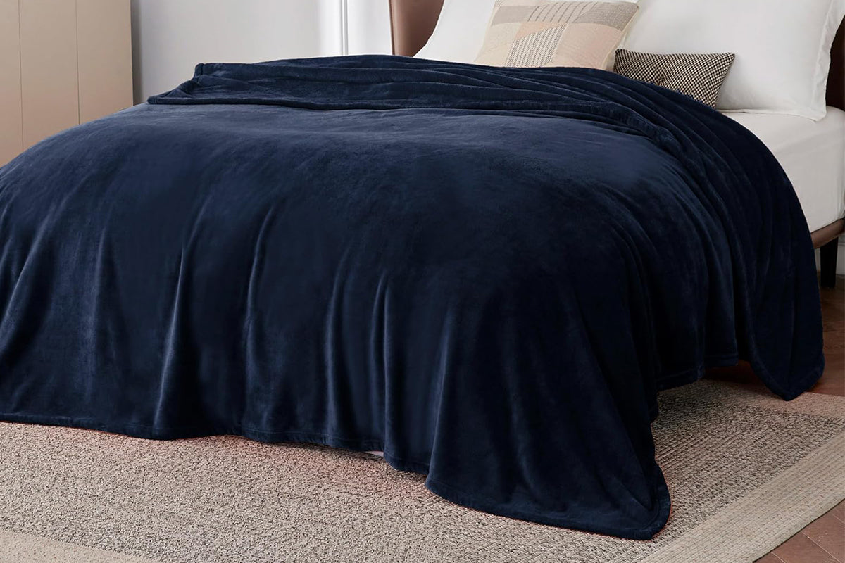 Mink Feel Blanket Soft Cozy Throw Blanket Flannel Blanket -Navy