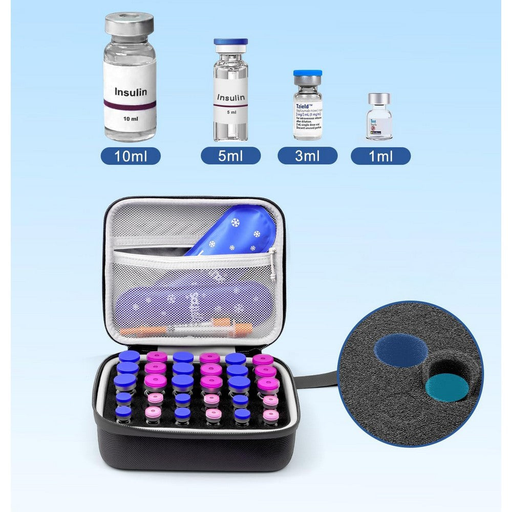 30 Grids Insulin Vial Protector Case Peptide Case for Diabetics Standard 10ml U-100 Vials