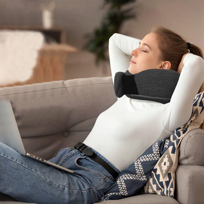 Travel Pillow Set Memory Foam Neck Pillow with Earplugs and Eye Mask Black