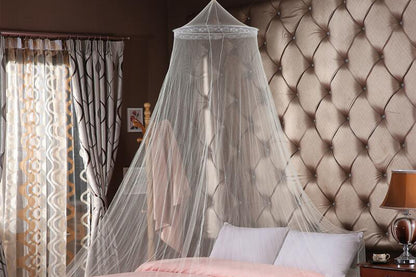 Mosquito Net Bed Canopy for Girls Dome Mosquito Netting for Single to Adult Size Beds-White