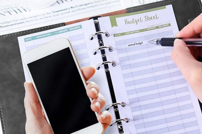 A6 Budget Binder With 12Pcs Zipper Envelopes Money Organizer For Cash Budget Binder-Gray