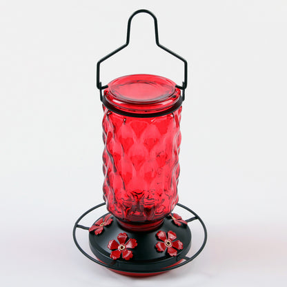 Stained Glass Hummingbird Feeder Wide Mouth Garden Decor-Red