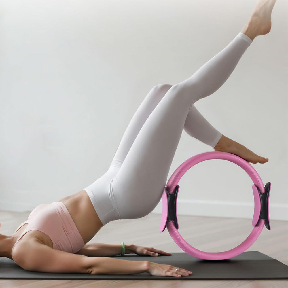 14Pcs Pilates Kit Pilates Equipment with Pilates Ring and Resistance Bands Socks-Pink