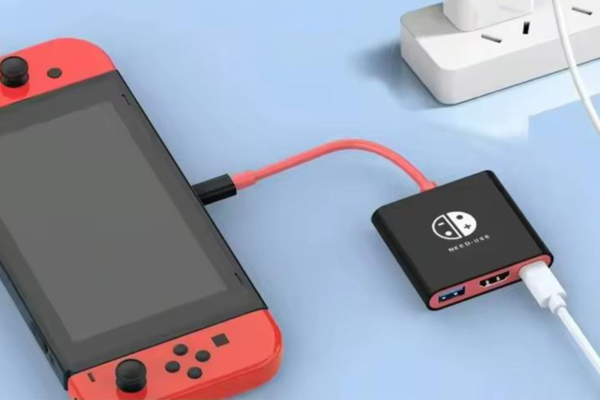 3-in-1 Dock for Nintendo Switch OLED TV Docking Station - Black and Red