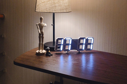 2Pcs 3D LED Digital Wall Clock Alarm Clocks With APP Control For Bedroom-Blue And White