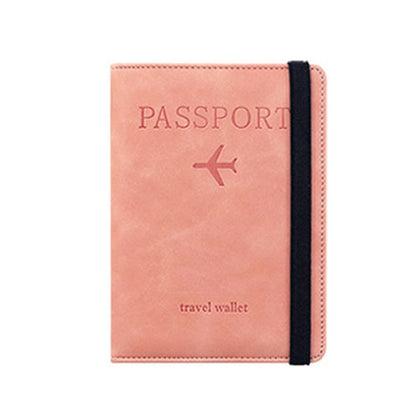 RFID Blocking Passport Holder PU Leather Travel Wallet with Card Slots Pink