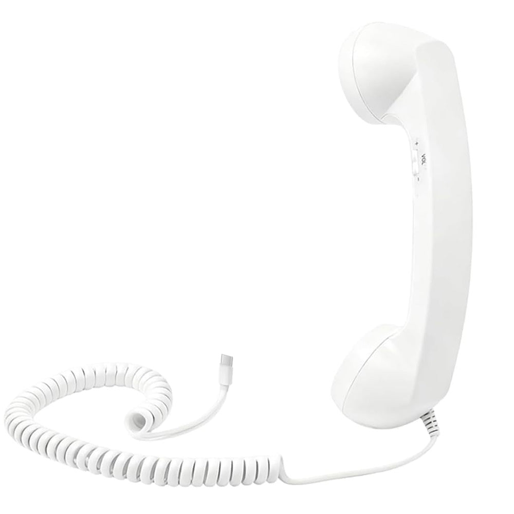 Retro Type C Wired Phone Handset with Microphone for Phones Computers - White