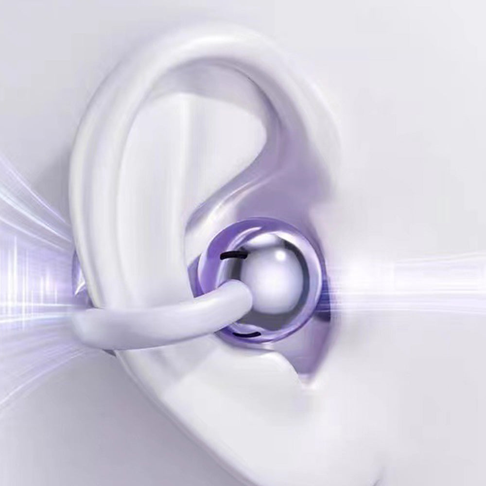 Bluetooth Clip-on Earbuds Wireless Open Ear Earbuds for Sports Workout Purple