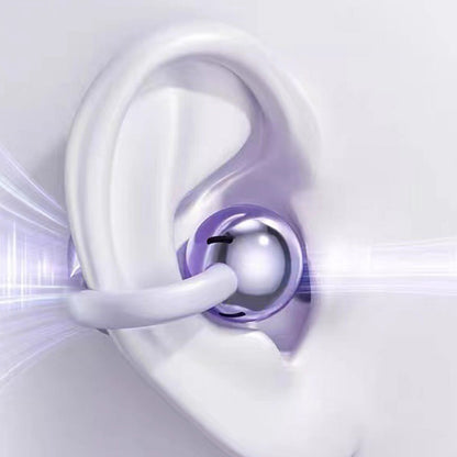 Bluetooth Clip-on Earbuds Wireless Open Ear Earbuds for Sports Workout Purple