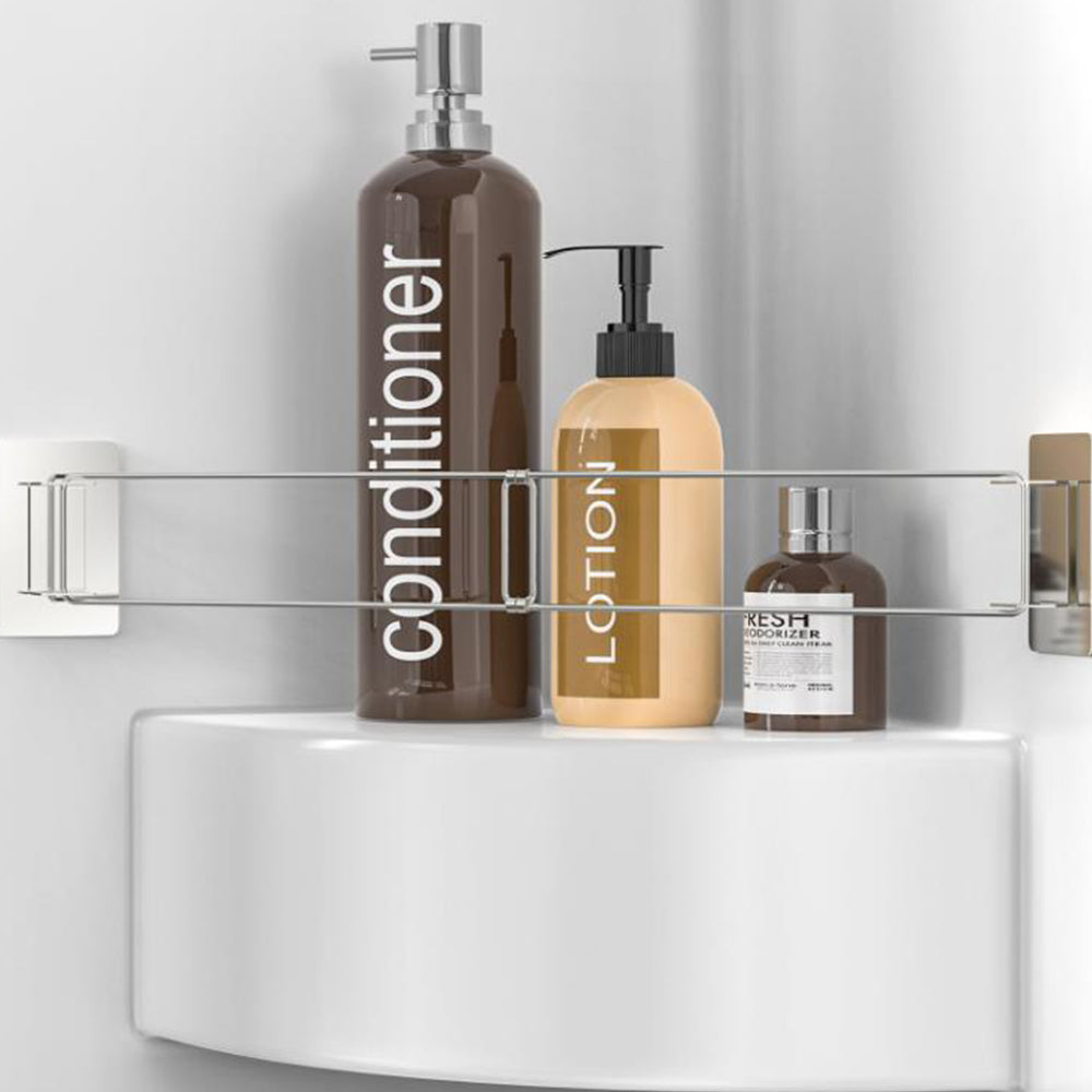 2Pcs Adjustable RV Shower Corner Storage Rack Stainless Steel Rod for Corner Shelves in Camper