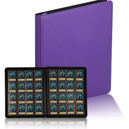 16 Pocket Card Binder 1024 Capacity PVC Free Hard Shell Waterproof Zipper-Purple