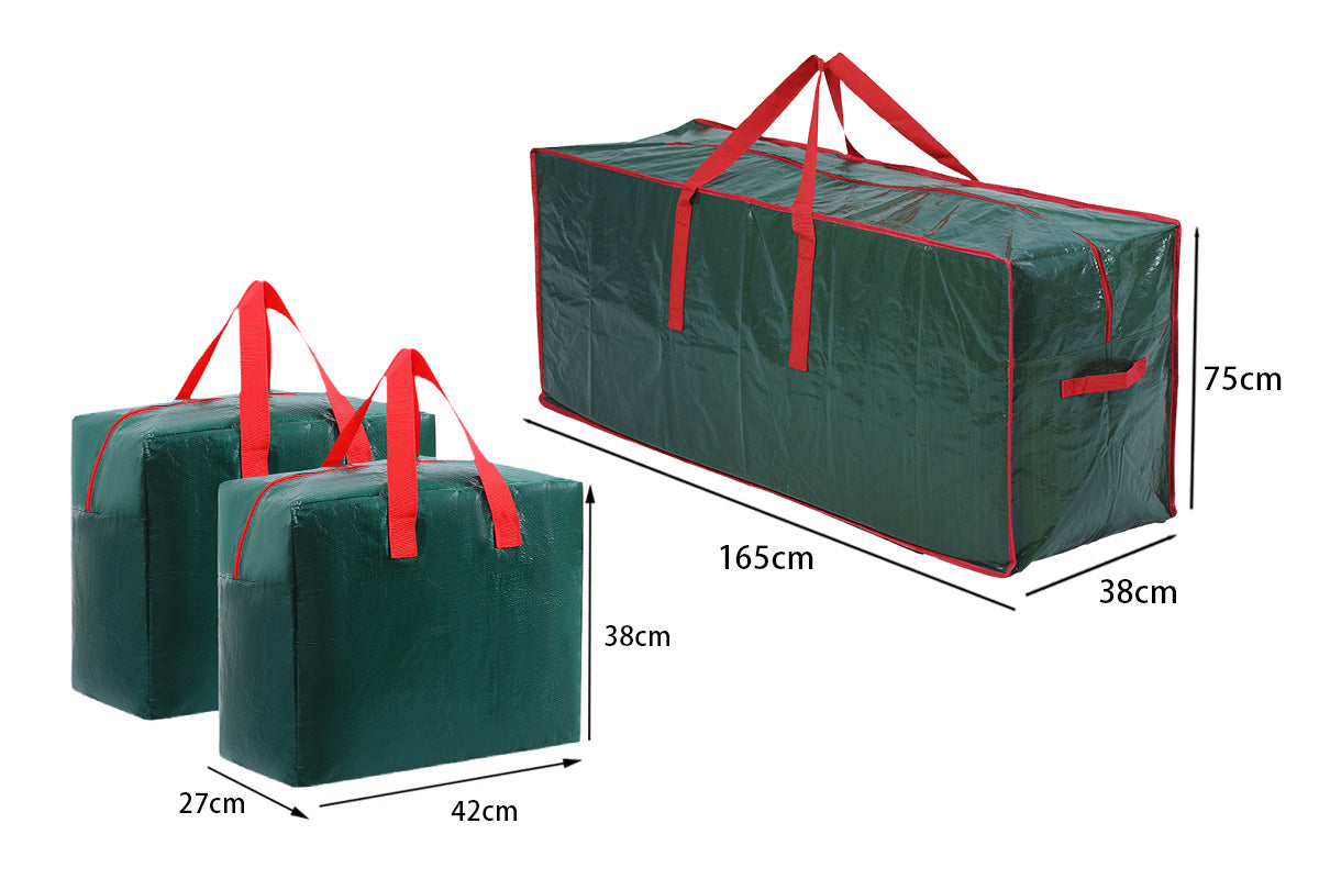 3Pcs Large Christmas Tree Storage Bags Waterproof with Handles and Zipper-Green