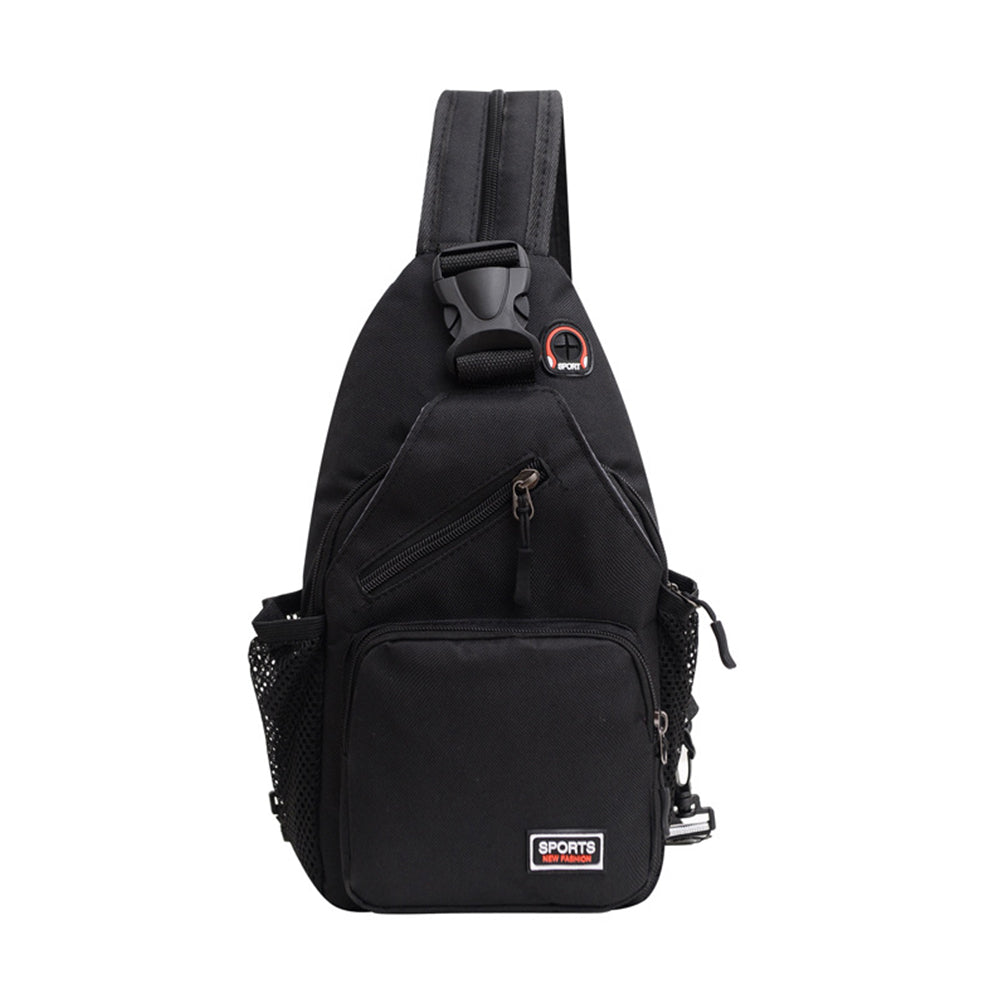 Water-resistant Travel Chest Pack Outdoor Shoulder Sling Bag Crossbody Bag with Earphone Hole Black