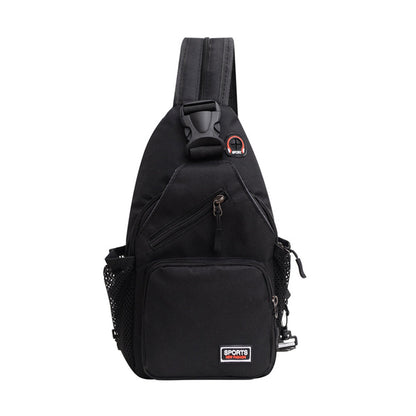 Water-resistant Travel Chest Pack Outdoor Shoulder Sling Bag Crossbody Bag with Earphone Hole Black