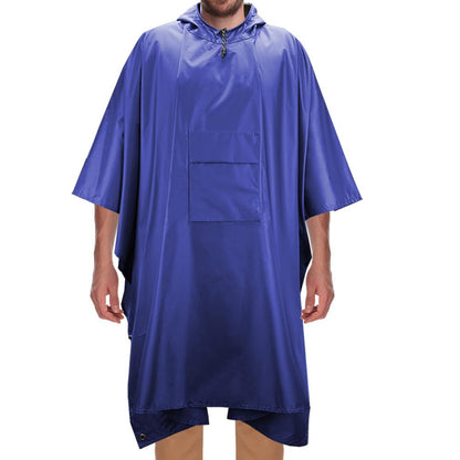 3 in 1 Portable Rain Poncho Waterproof Lightweight Emergency Raincoat with Pocket-Blue