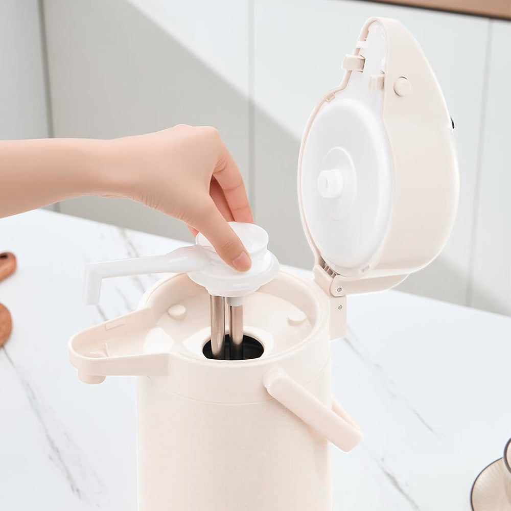 3L Stainless Steel Vacuum Insulated Water Dispenser Pump Flask Hot Cold Beverage Server-White