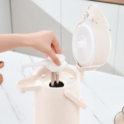 3L Stainless Steel Vacuum Insulated Water Dispenser Pump Flask Hot Cold Beverage Server-White