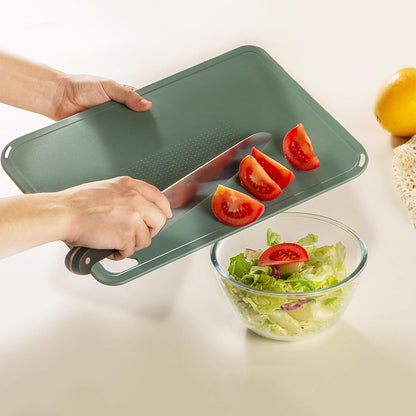3 PCS Plastic Cutting Board Set with Hanging Loop -Green