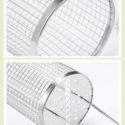 2 Pieces Rolling Grill Basket Locking Lid Stainless Steel BBQ Cage