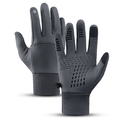 Pair of Touchscreen Ski Gloves Water Resistant Winter Warm Ski Gloves for Sports Fishing Gray