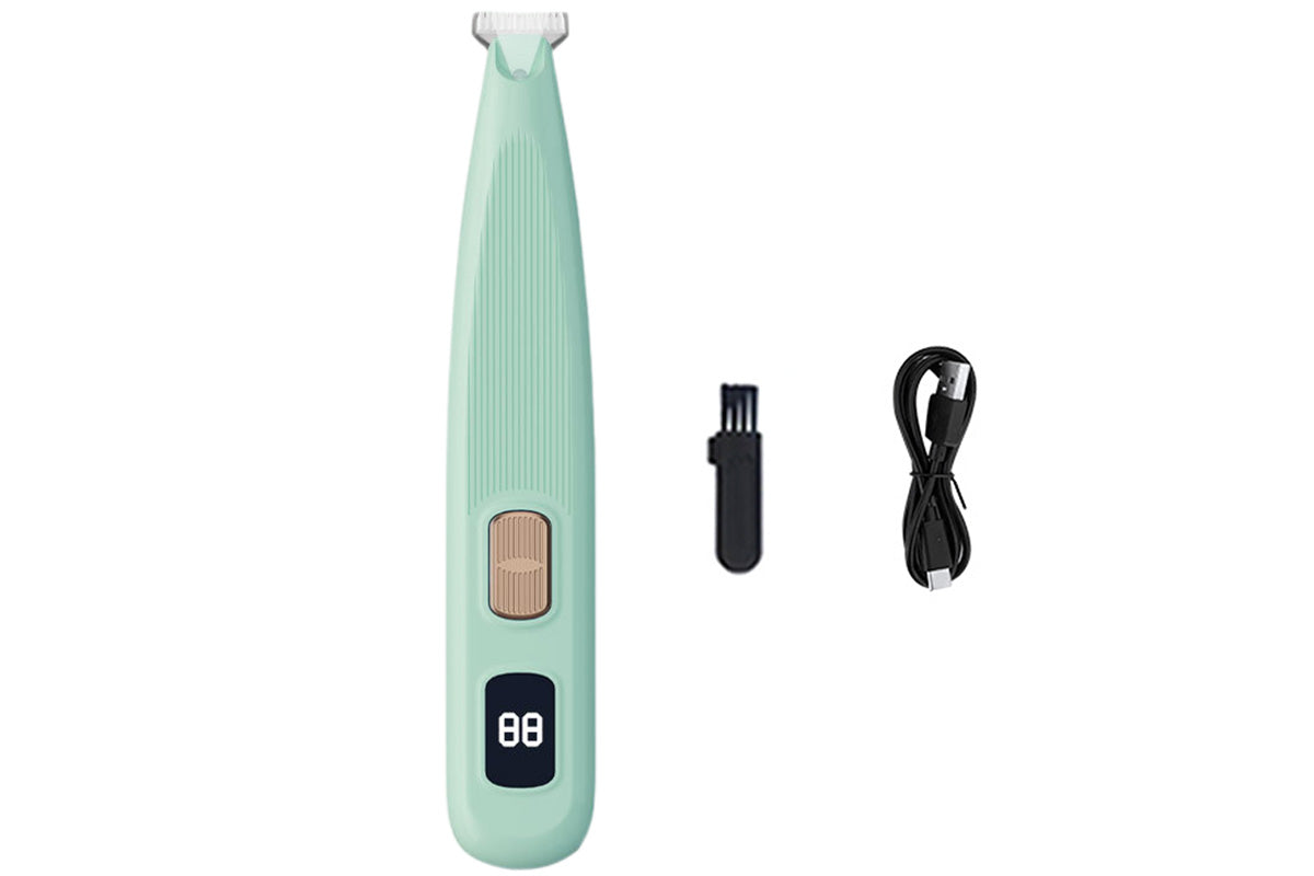Electric Dog Paw Trimmer with LED Light Digital Display Dual Speed Pet Groomer-Green