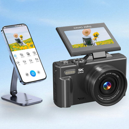 5K Digital Camera with 180-degree Flip Screen Autofoucs Vlogging Camera for YouTube -Black