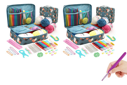 116Pcs Crochet Kit Yarn and Knitting Accessories Set with Storage Bag for Beginners-Flower