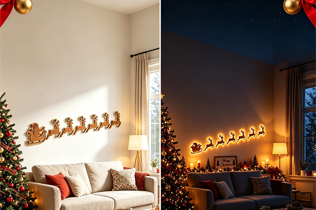 Christmas Glow Silhouette Light 3D LED Warm light Wall Decor - Santa