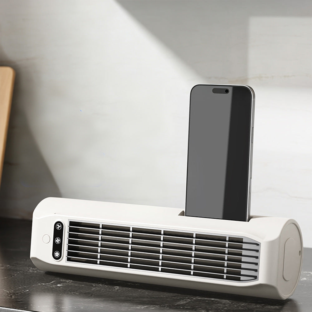 USB Bladeless Tower Fan For Wall Floor And Desk Use - White