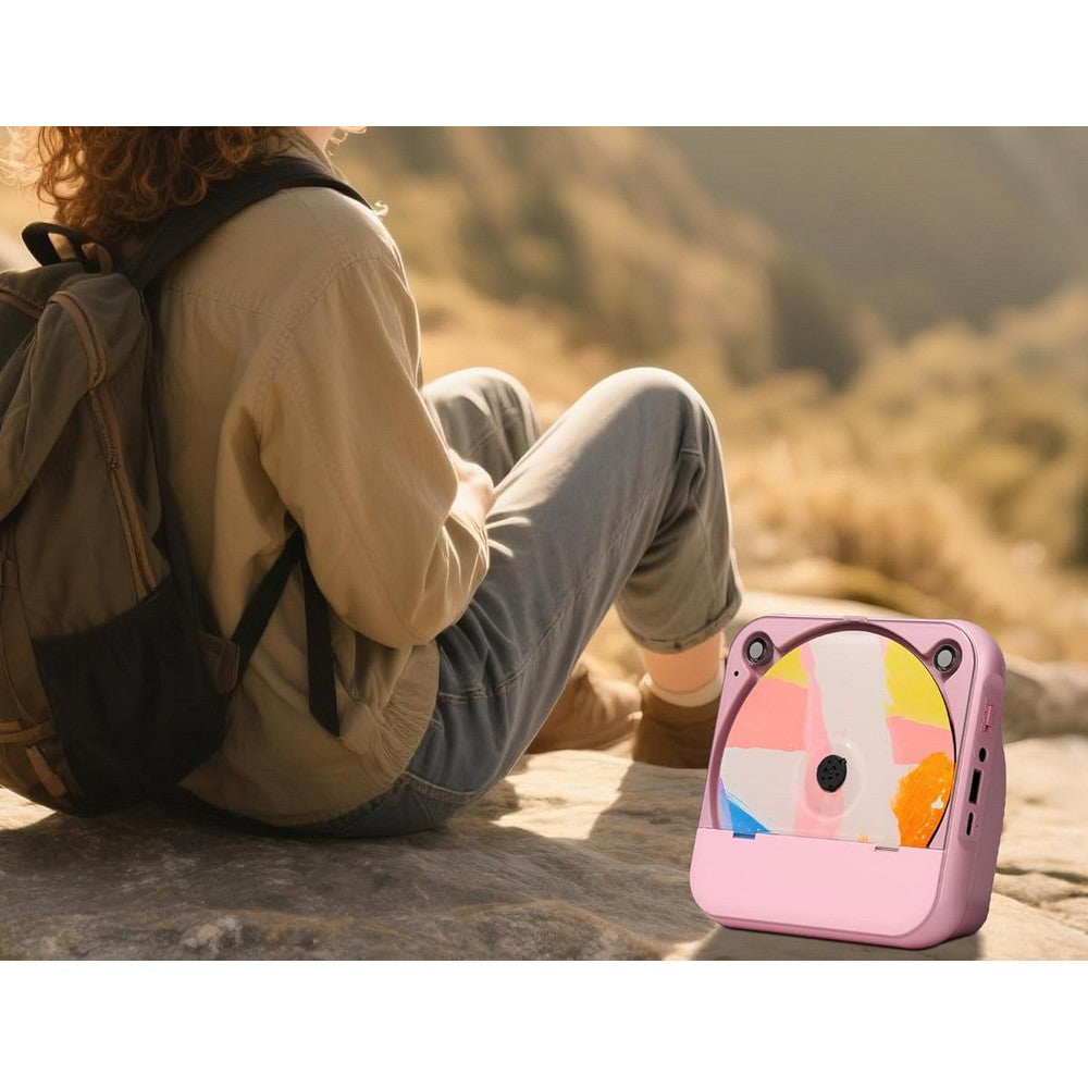 External Portable CD Player for Car with USB and AUX Port USB CD Player-Pink