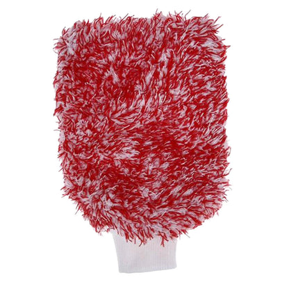 2PC Microfibre Wash Mitt Car Detailing High Density Long Pile Scratch Free Mitt with Elastic Cuff-Red