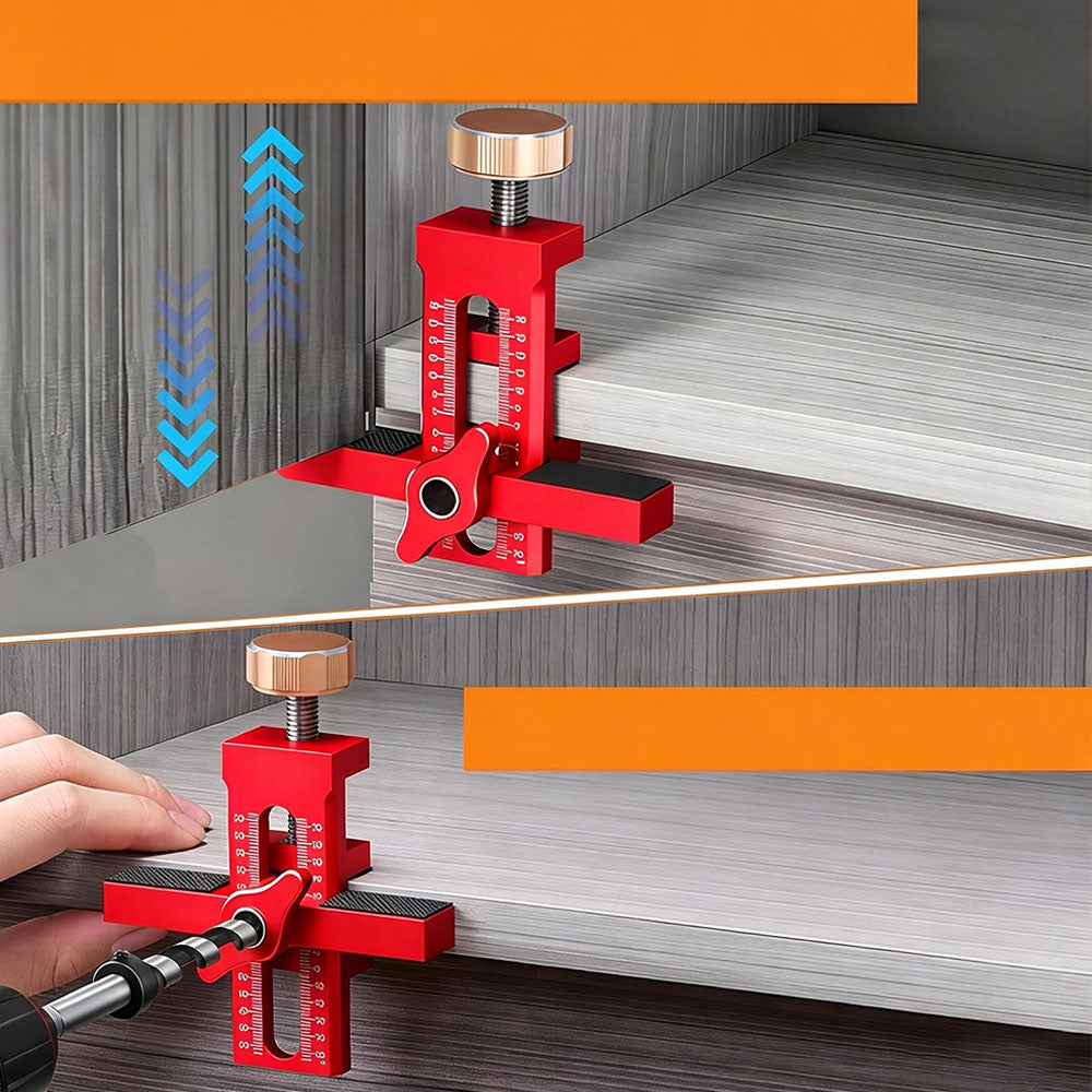 Cabinet Door Mounting Alignment Tool with Measurement Scale - Red