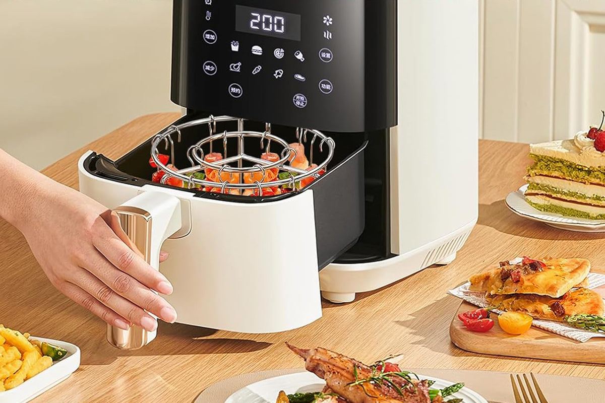 Air Fryer Grill Round Stainless Steel Air Fryer Skewer for BBQ Kabob Barbecue