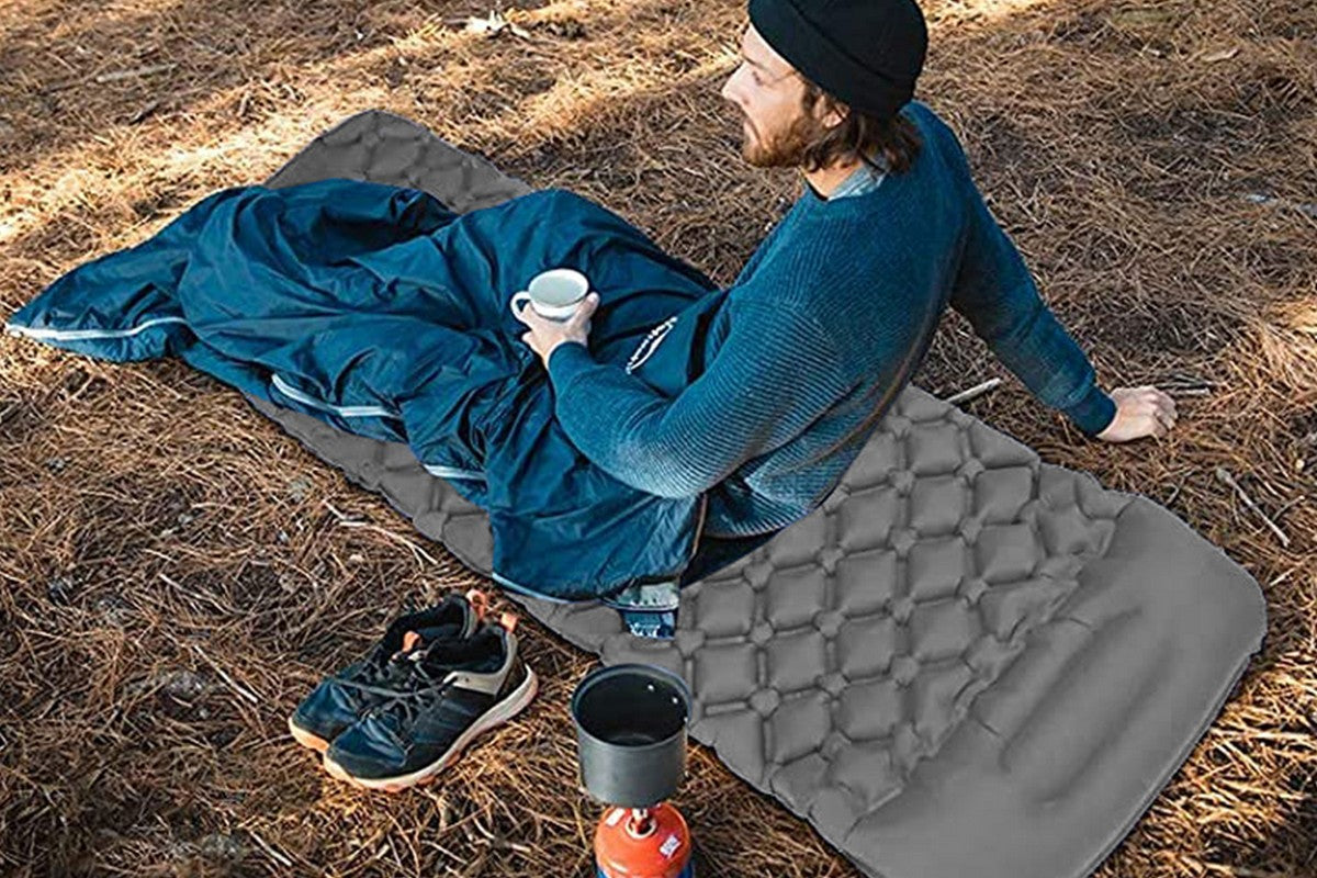 Portable Soft Waterproof Inflating Camping Sleeping Pad For Backpacking Hiking Picnic-Grey