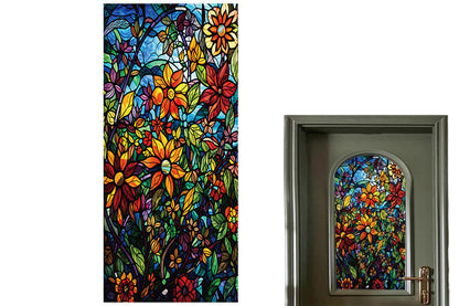 Static Cling Windows Film Frosted Stained Glass Stickers Flower Decor