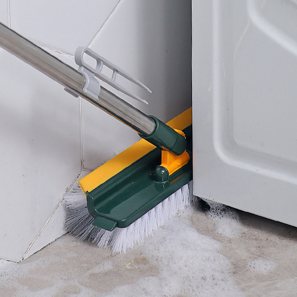 3-in-1 Multifunctional Scrape Cleaning Brush Rotating Corner Floor Scrub Brush with Long Handle White